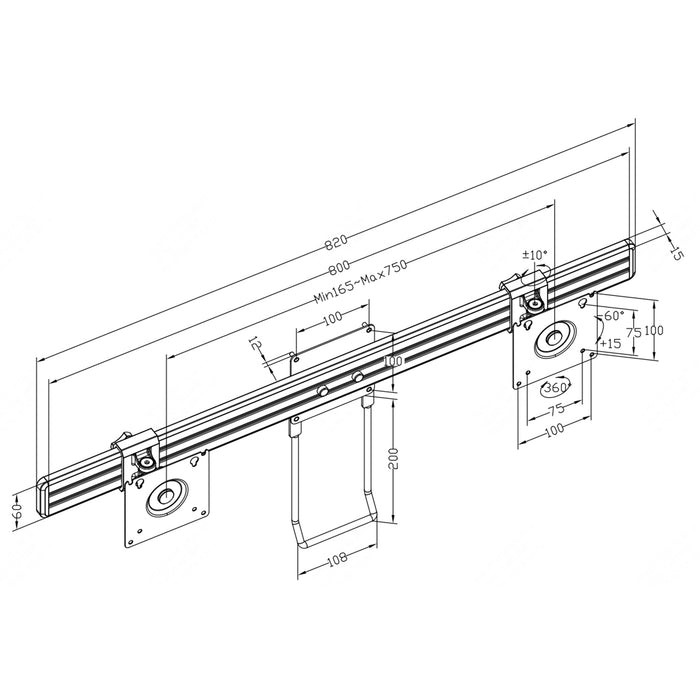 Dual‑Monitor Cross Bar Monitor Arm 17‑32 Inch for Dual Screen Mount G60dual