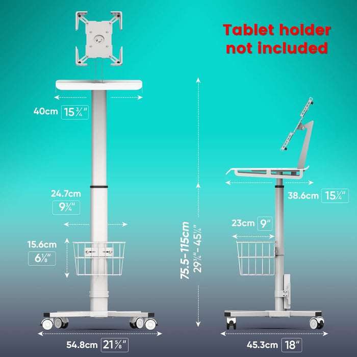 Height‑Adjustable Rolling Laptop Work Station Desk with Wheels Utility Medical Cart