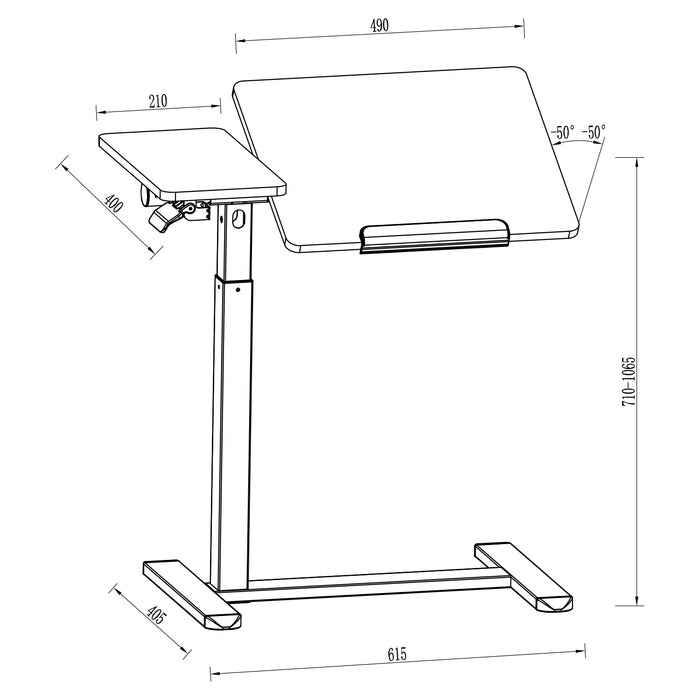Gku Rolling Height Adjustable Overbed Side Cart Table | Tilting Split Laptop Desk Work Station with Cup Holder, Mobile Sofa Standing Desk  FA127 White