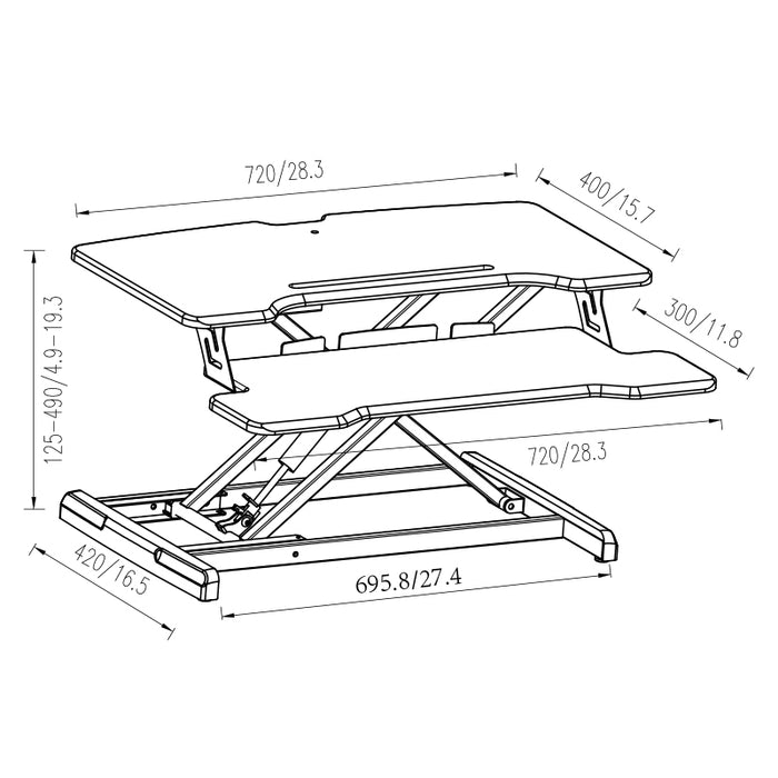 Sit Stand Desk Adjustable Riser 720x400mm GSD66HC-28M