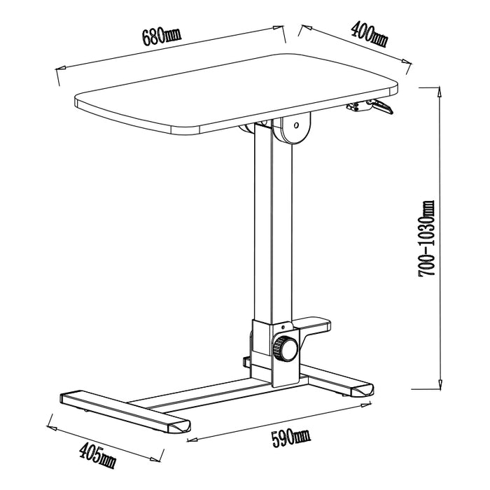 Mobile WHEELY Sit Stand Desk Folding 680x400MM FA107