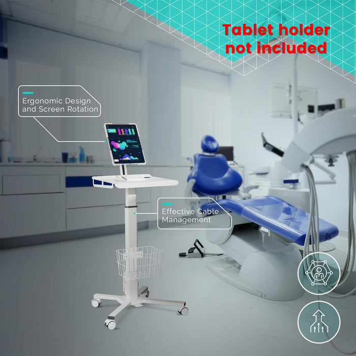 Height‑Adjustable Rolling Laptop Work Station Desk with Wheels Utility Medical Cart