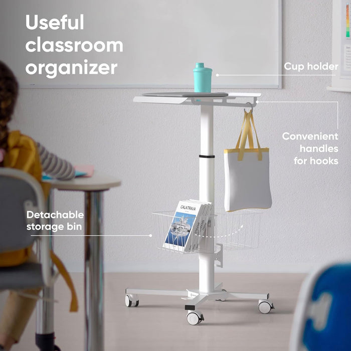 Adjustable Height Laptop Desk with Wheels Utility Medical Cart