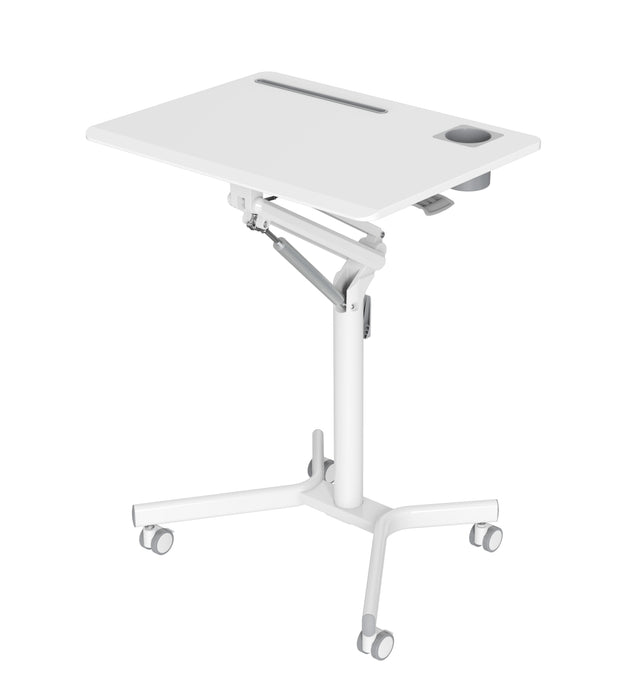 GKU Height Adjustable Mobile Standing Desk with Wheels 700x520mm Sit Stand Desk Laptop Desk for Home Office FDS101B-W