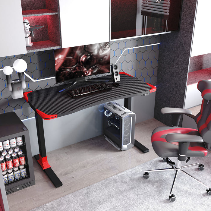 CLEARANCE Flexi-Desk Carbon Fibre finish Electric Sit/Stand Gaming Desk