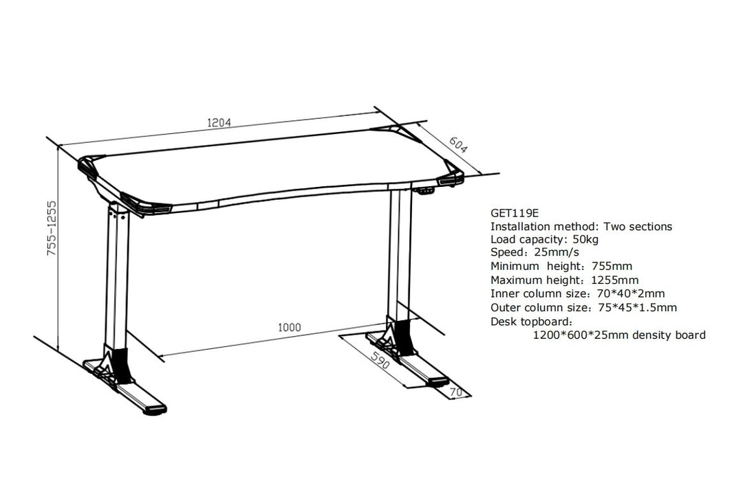CLEARANCE Flexi-Desk Carbon Fibre finish Electric Sit/Stand Gaming Desk