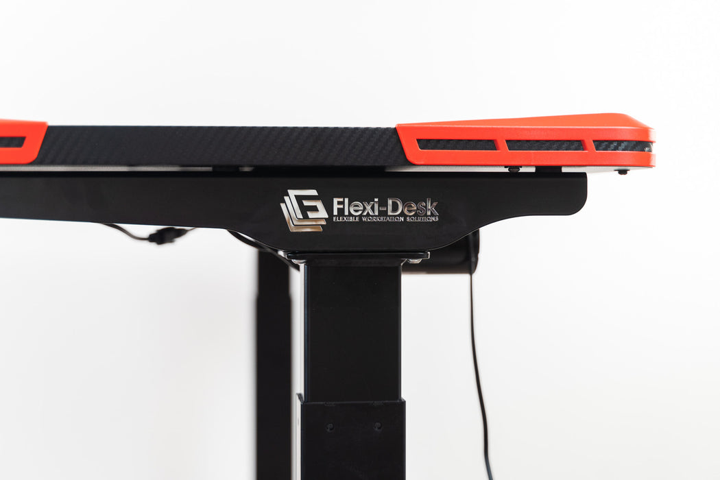 CLEARANCE Flexi-Desk Carbon Fibre finish Electric Sit/Stand Gaming Desk