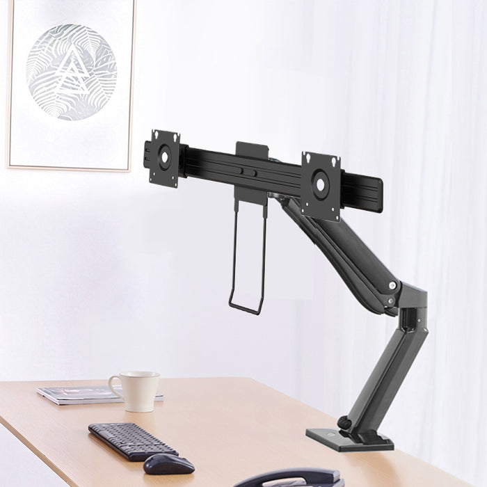 NB45DUAL Heavy‑Duty Monitor Arm Bundle with Dual‑Monitor Cross Bar
