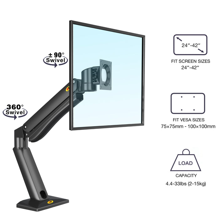 NB45DUAL Heavy‑Duty Monitor Arm Bundle with Dual‑Monitor Cross Bar