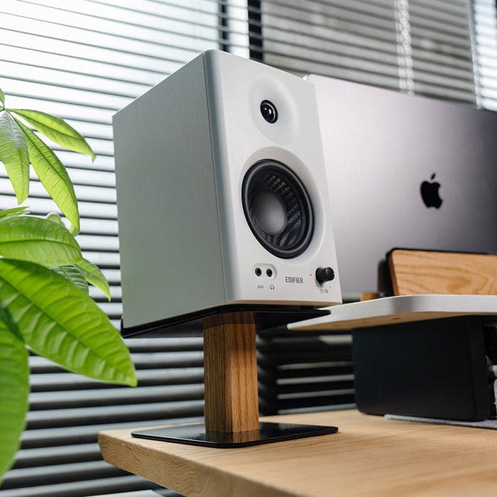 Desktop Speaker Stand, Wood & Carbon Steel Speaker Riser-Gku Plymodel Cockpit