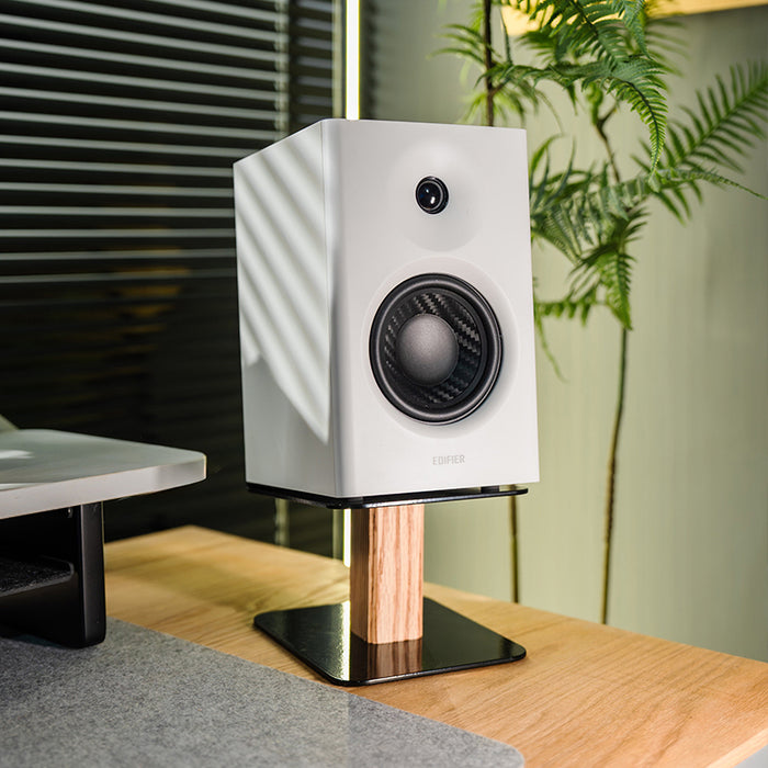 Desktop Speaker Stand, Wood & Carbon Steel Speaker Riser-Gku Plymodel Cockpit