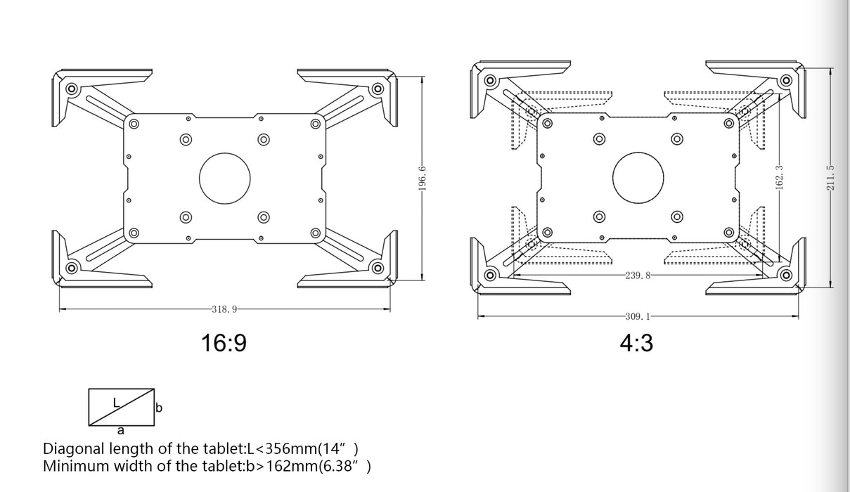 Ipad Monitor wall mount 1190mm extra reach 101A