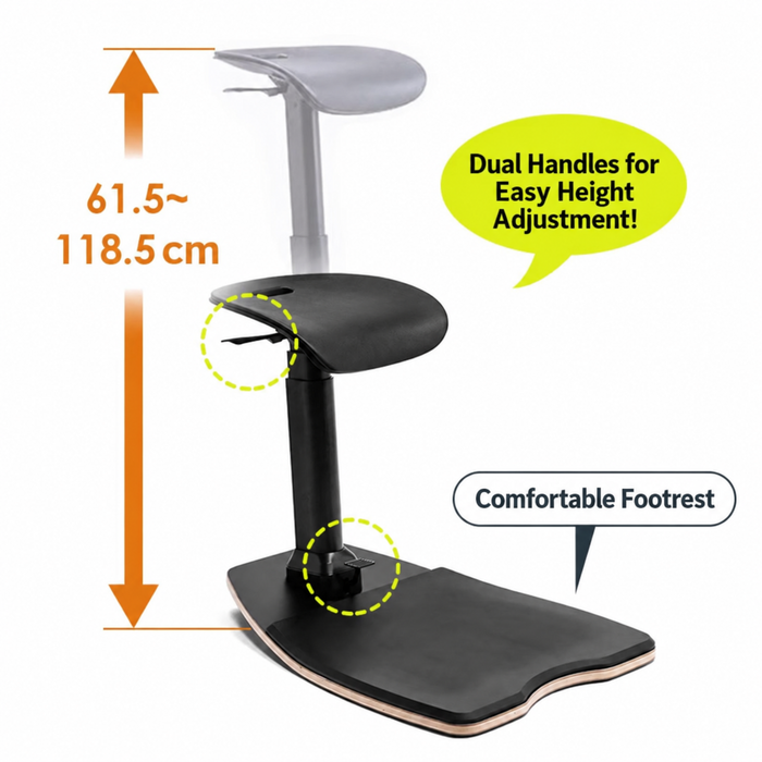 Ergonomic Standing Stool with Anti-Fatigue Mat & Wheels