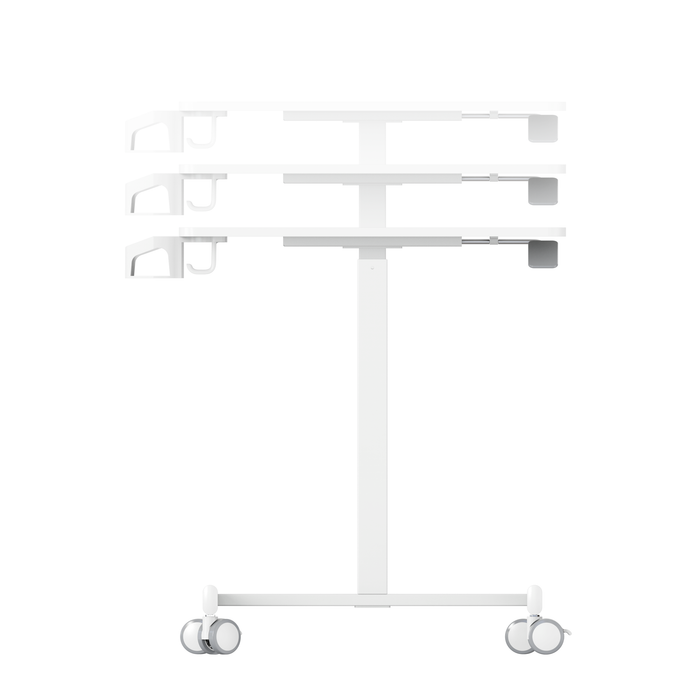 GKU Adjustable Mobile Standing Desk with Wheely & Cup Holder 650x480mm F047-FDS106B-A2,white/cup/ hook