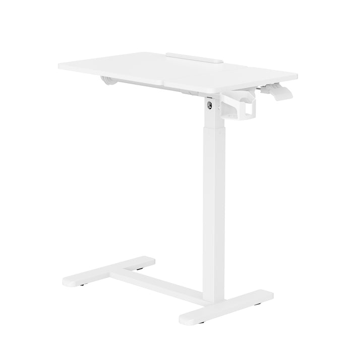 Gku Adjustable Height Overbed Side Table | Tilting Split Laptop Desk with Cup Holder, Mobile Sofa Standing Desk FA127 White