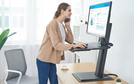 st15w Free Standing Screen Sit Stand 22"-32" up to 11kg - white