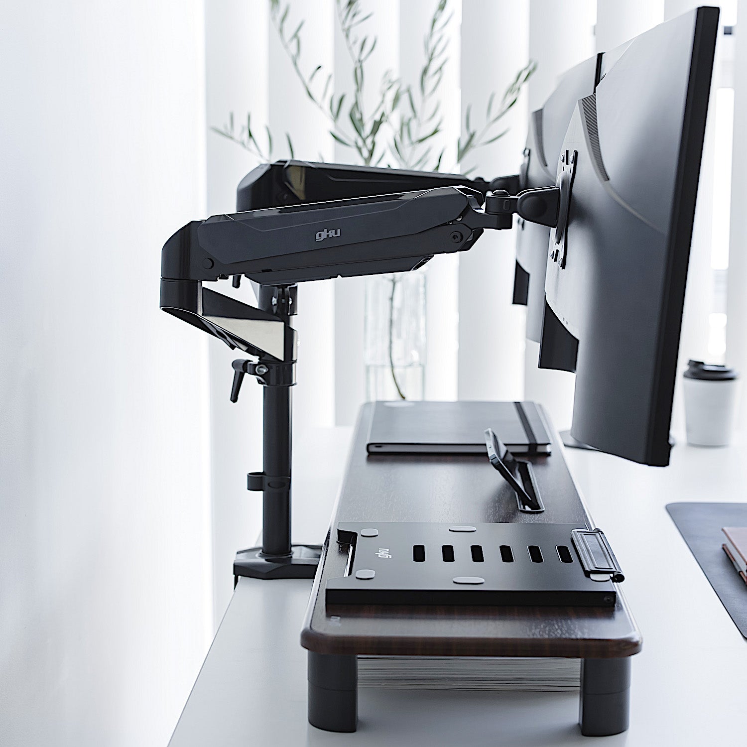 gku™ PRO-Riser V2 Dual LCD Monitor Desk Mount | gku.